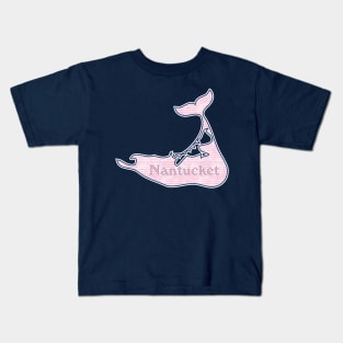 Preppy Pink Watercolor Chevron Nantucket Island Silhouette Kids T-Shirt